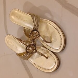 Lilly Pulitzer Gold Metallic Thong Sandals